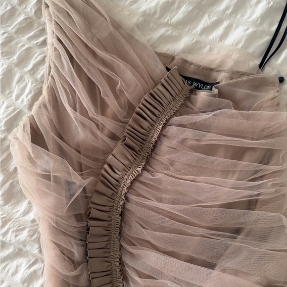 Thomas Wylde One-Shoulder Ruffled Dress in Taupe - Picture 3 of 8